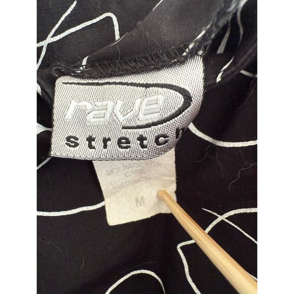 Vintage Y2K Rave Stretch Black and White Floral Dress Size Medium - Picture 5 of 5